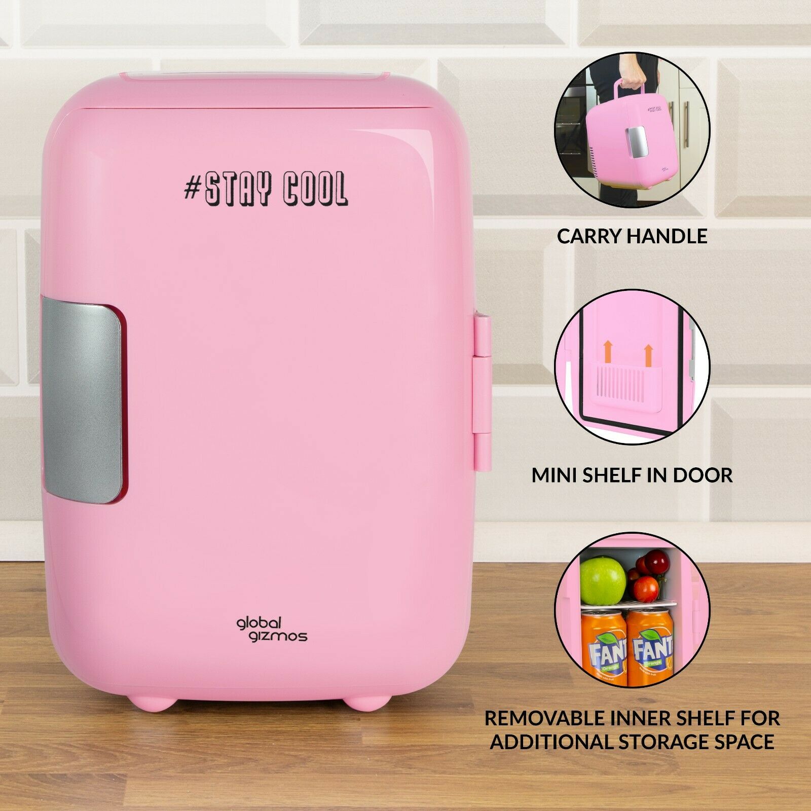 Pink Portable Mini Electric Fridge 4Litres