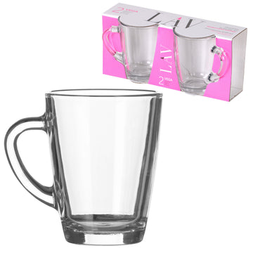 250ml Set of 2 Glass Tea Coffee Mug Kitchen