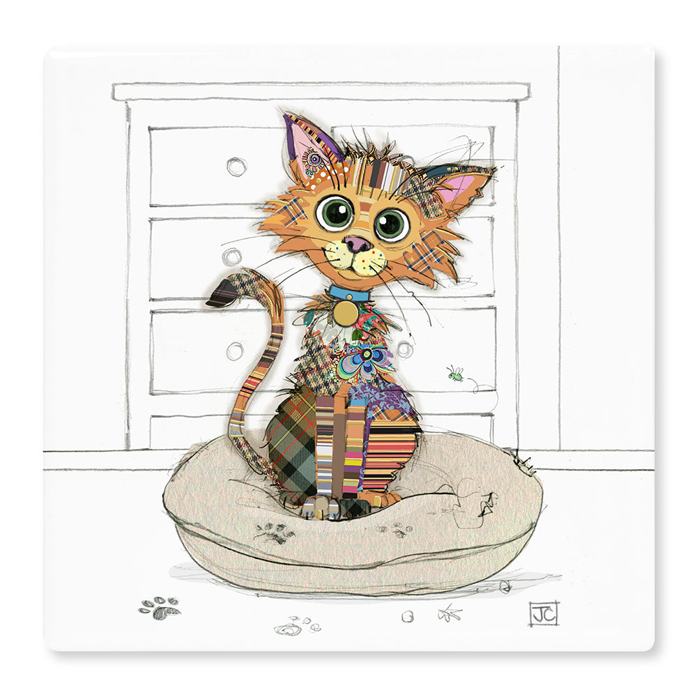 Kimba Kitten Bug Art Ceramic Coaster