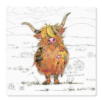 Bug Art Hamish Highland Cow Ceramic Coaster