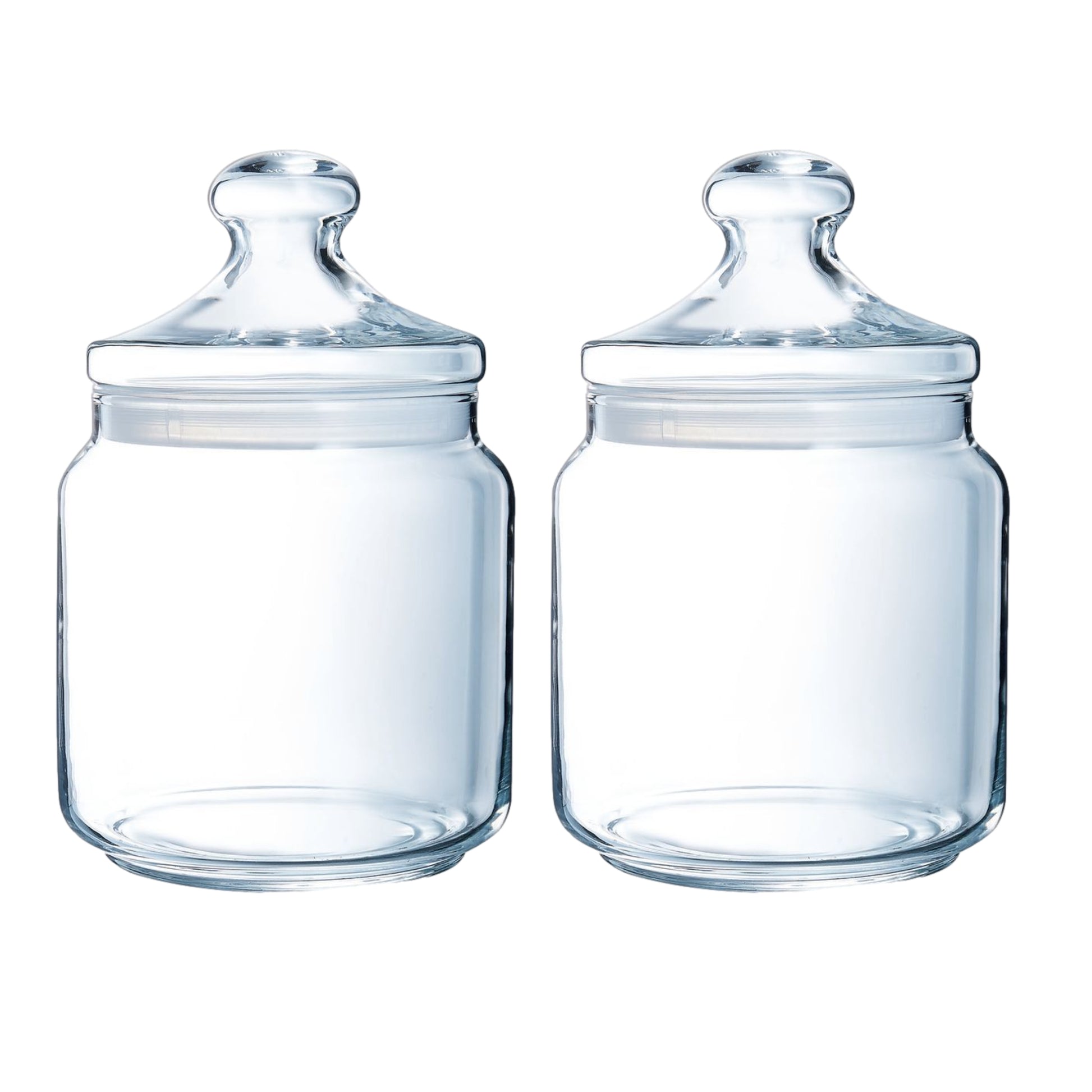 2Pcs 1.5L Glass Storage Jar Airtight Push Top Seal Canister