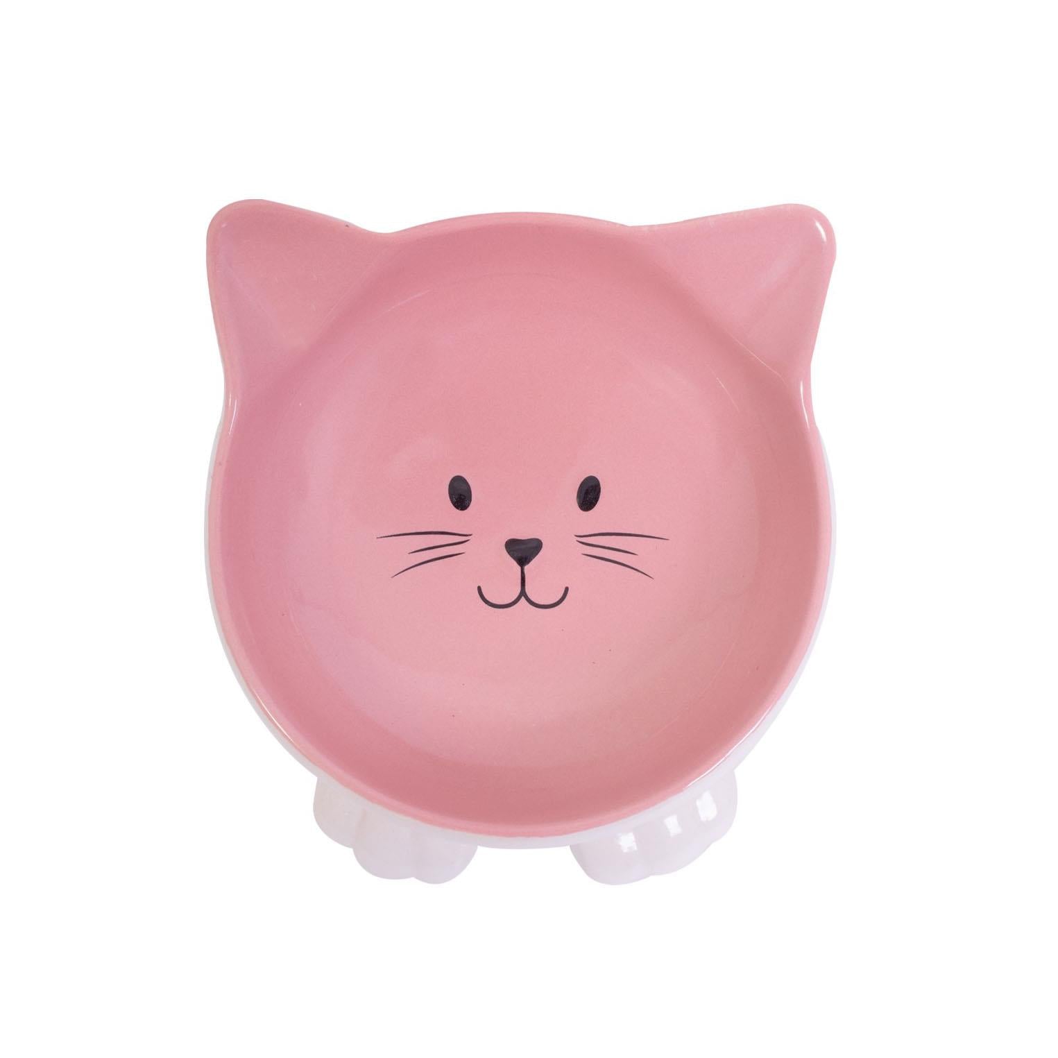 Pink Cat Bowl Kitten Face Design