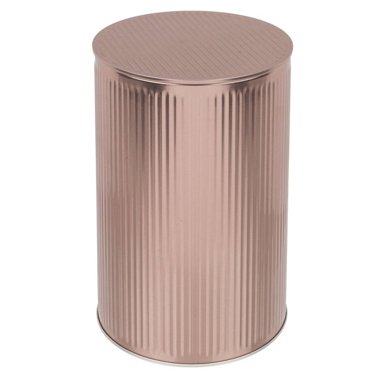 Rose Gold Round Ribbed Tin Storage Jar