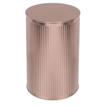 Rose Gold Round Ribbed Tin Storage Jar