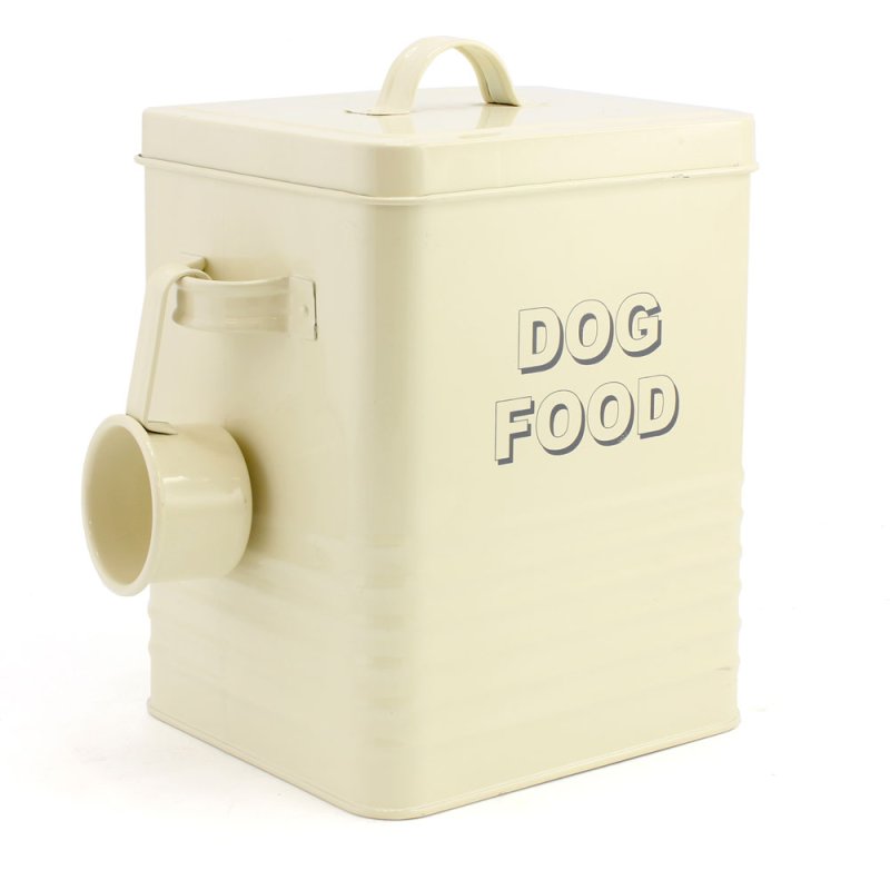 Home Sweet Home Cream Dog Food Storage Tin