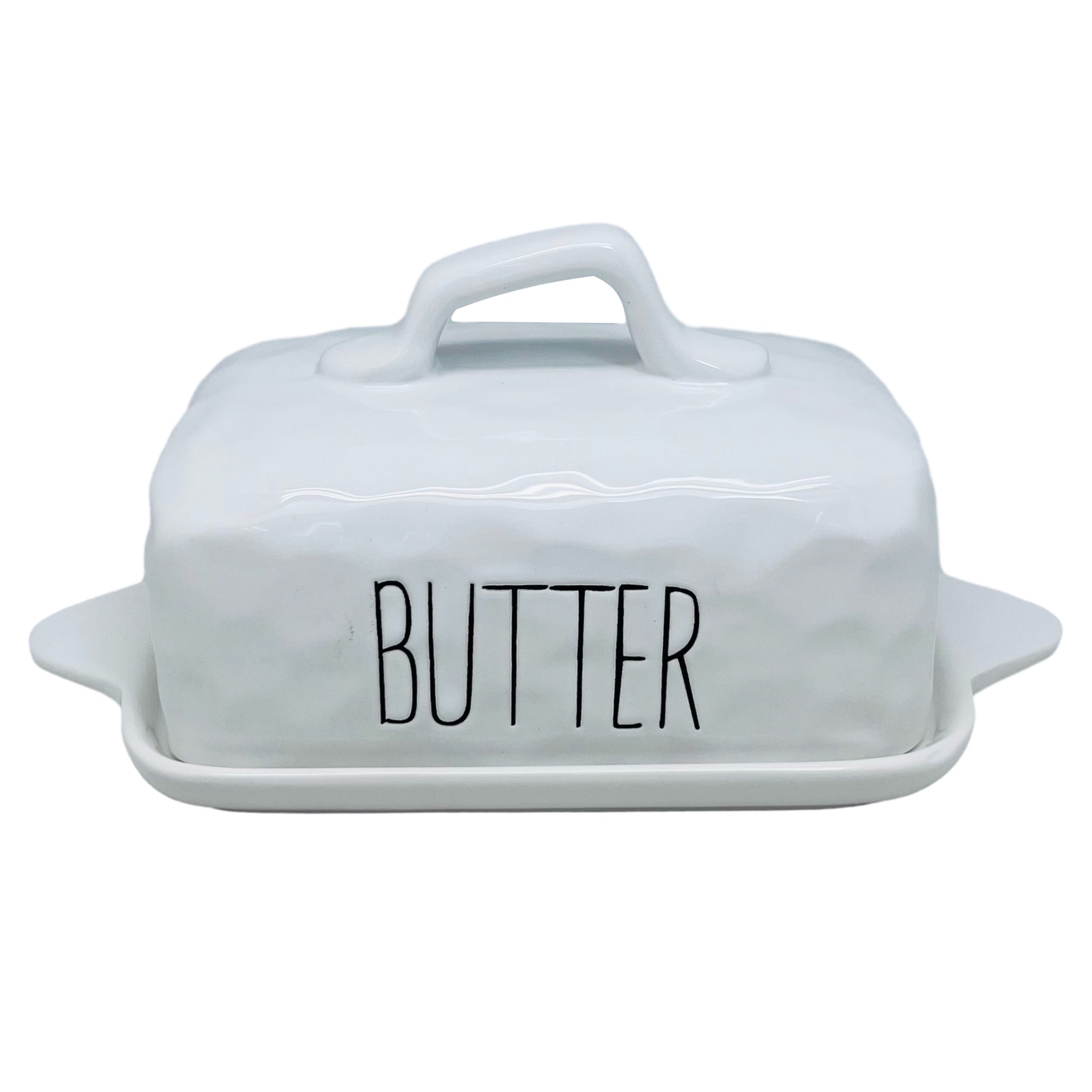 White Dimples Ceramic Butter Dish With Lid