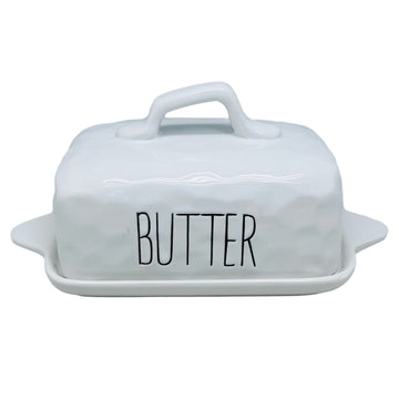 White Dimples Ceramic Butter Dish With Lid