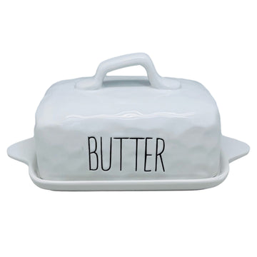 White Dimples Ceramic Butter Dish With Lid