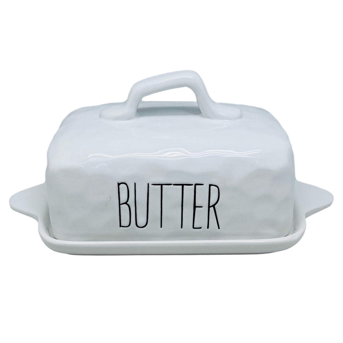 White Dimples Ceramic Butter Dish With Lid