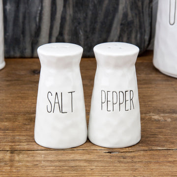 2pc White Dimples Ceramic Salt & Pepper Shakers