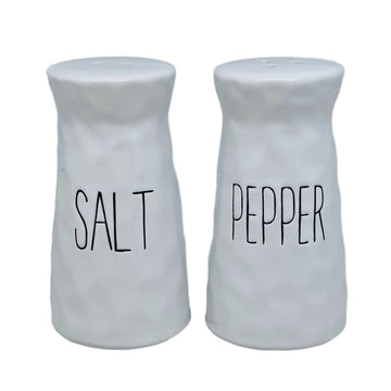 2pc White Dimples Ceramic Salt & Pepper Shakers