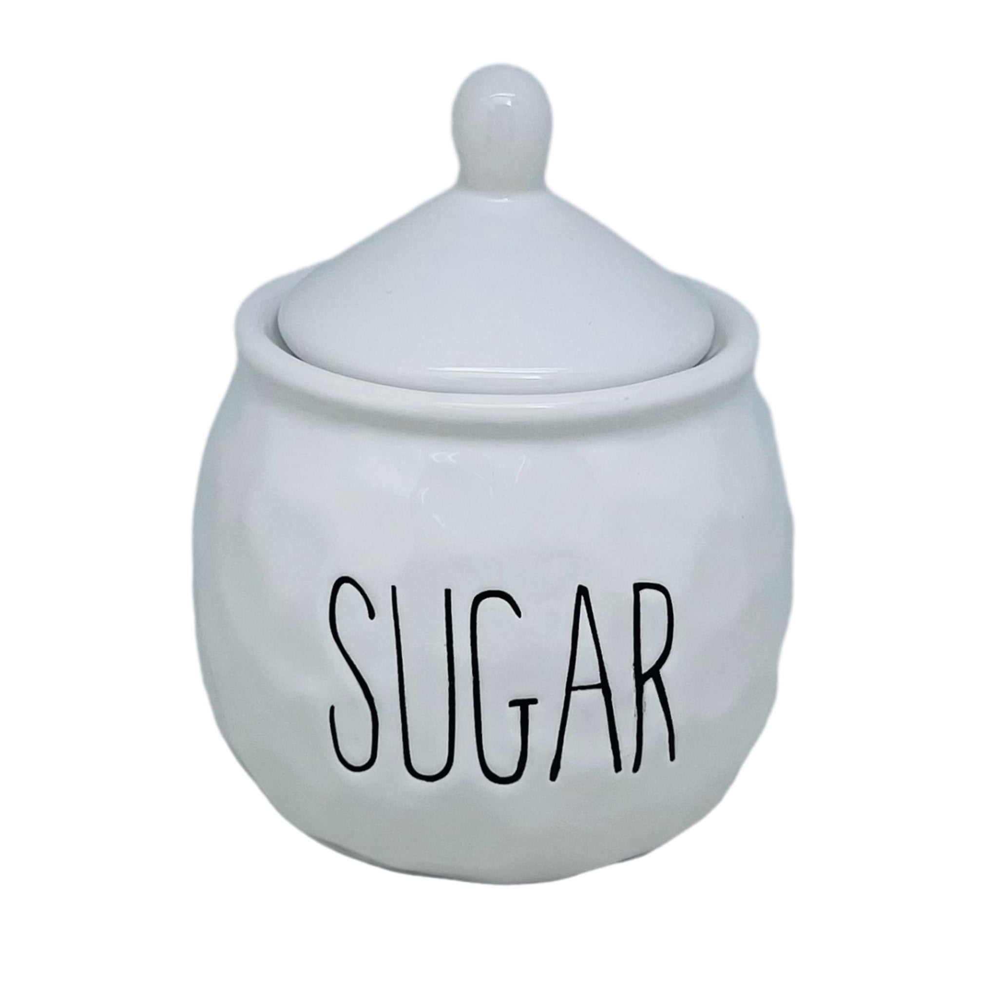 White Dimples Ceramic Sugar Canister With Lid