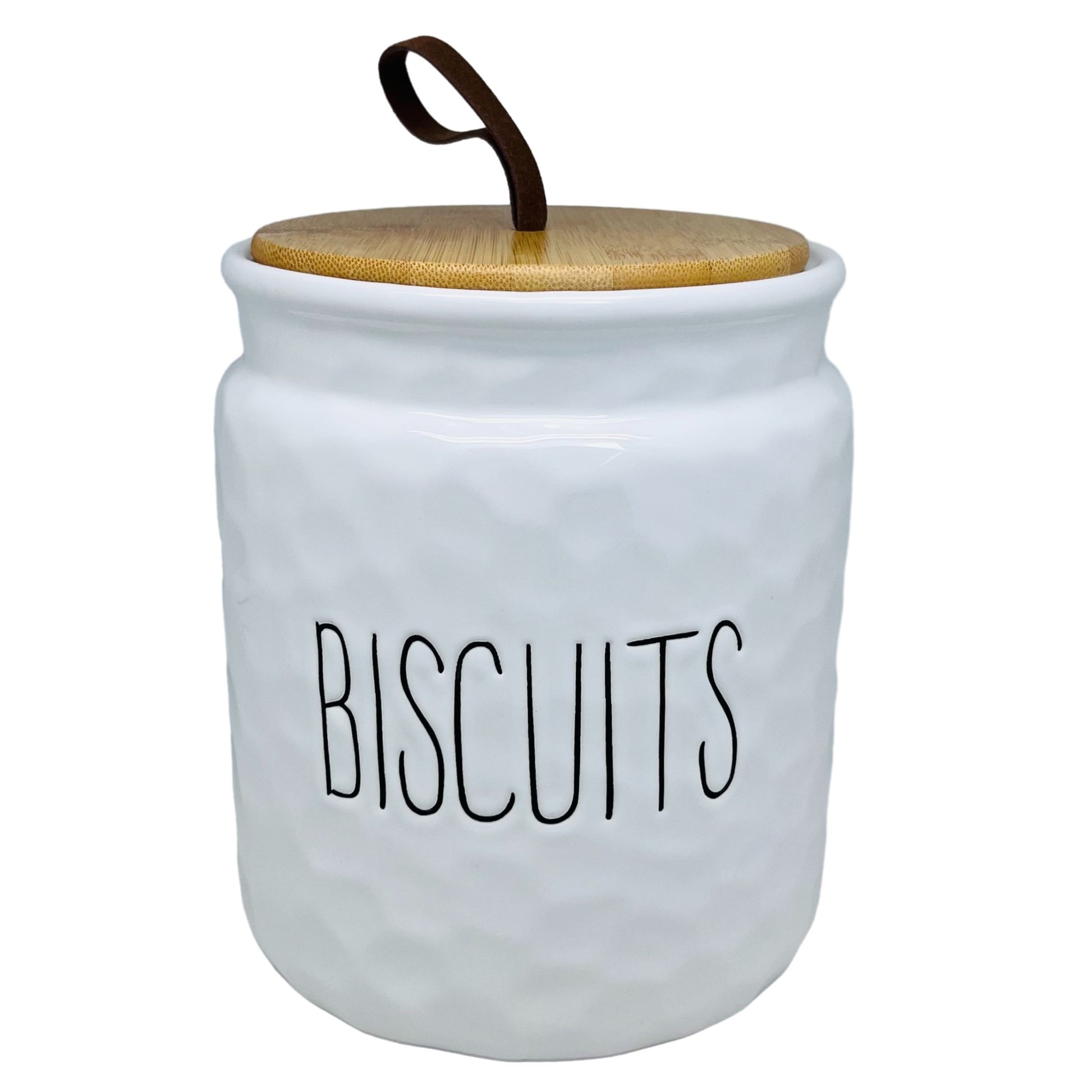 White Dimples Ceramic Biscuits Canister With Lid