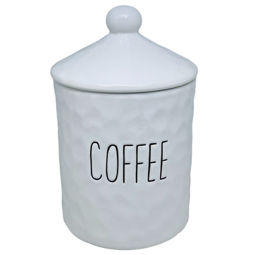 White Dimples Ceramic Coffee Canister With Airtight Lid