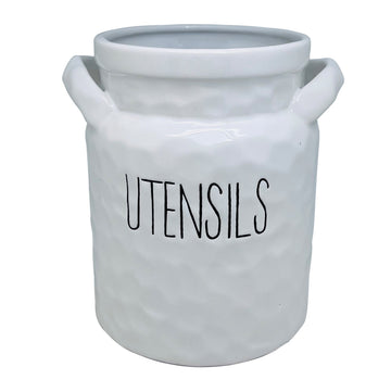 Small & Jumbo White Ceramic Utensils Holder Set