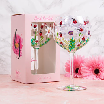 Lynsey Johnstone Hand Painted Cocktail Gin Glass Ladybirds