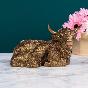 Bronzed Cow and Baby Sitting Reflections Ornament