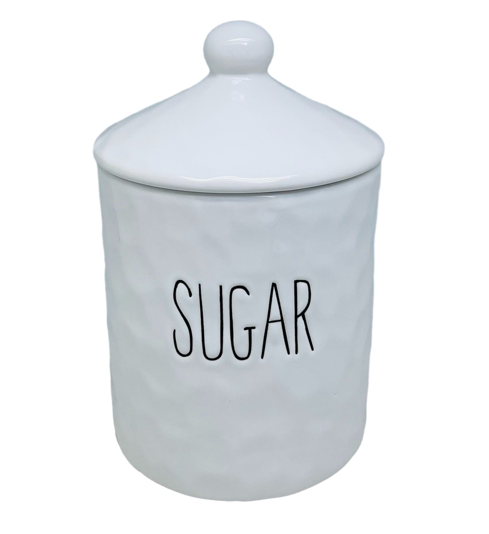 White Dimples Ceramic Sugar Canister With Airtight Lid