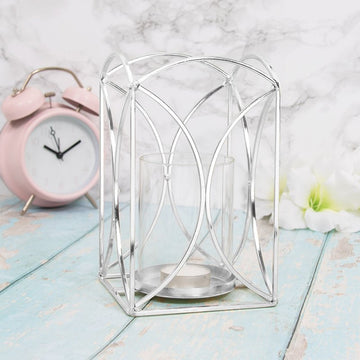 Small Glass Vase Silver & Black Flower Decoration Ornament