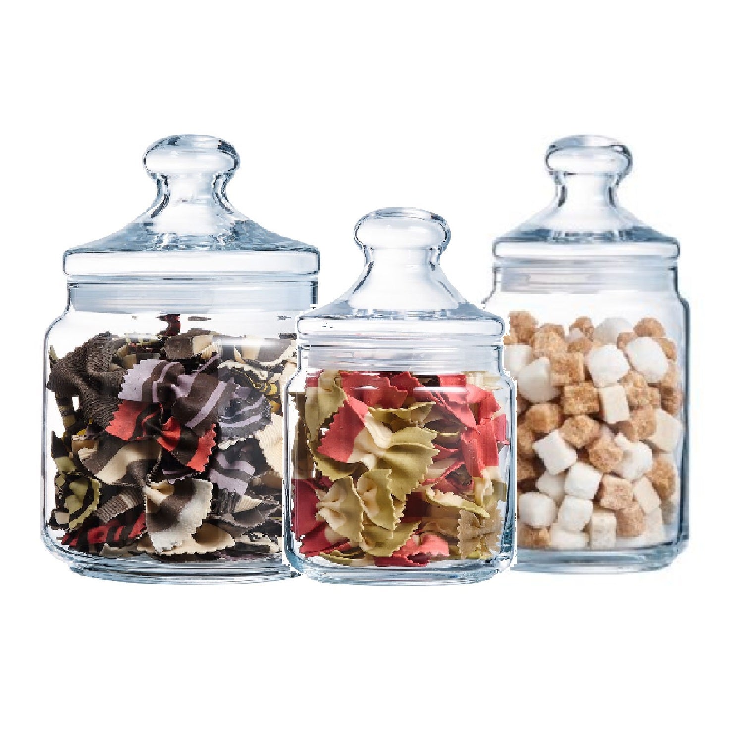 3Pcs Glass Storage Jar 750ml 1L 1.5L Airtight Kitchen Jar