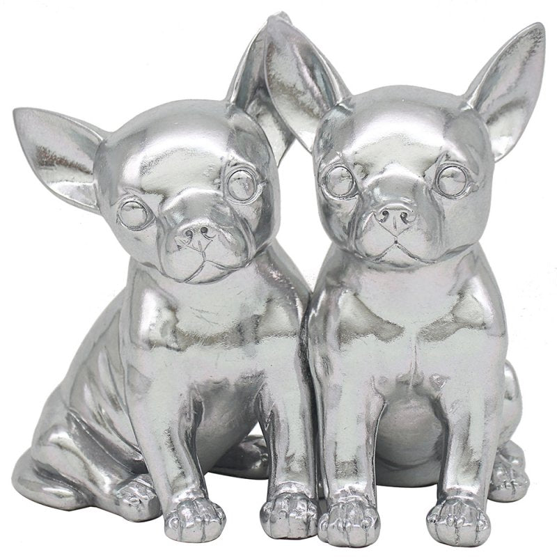 Twin Chihuahua Silver Art Metallic Decoration Gifting