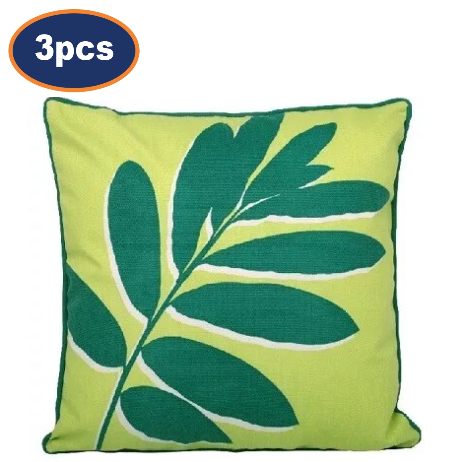 3pc Outdoor Filled Cushion Cover Green Leaf