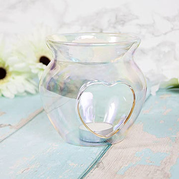 Clear Glass Lustre Heart Wax/Oil Warmer