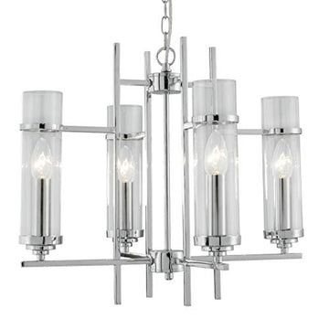 4 Light Chrome Clear Glass Cylinder Shade Ceiling Pendant