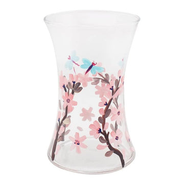 Lynsey Johnstone Hand Painted Blossom & Dragonfly Clear Glass Vase