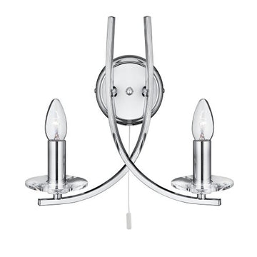 Ascona 2 Lights Chrome & Clear Glass Wall Chandelier