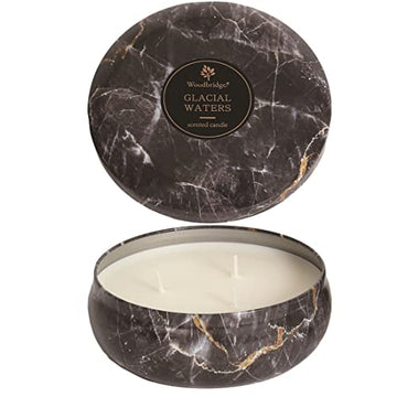 Glacial Waters Scented Woodbridge Marble Candle Tin Jar
