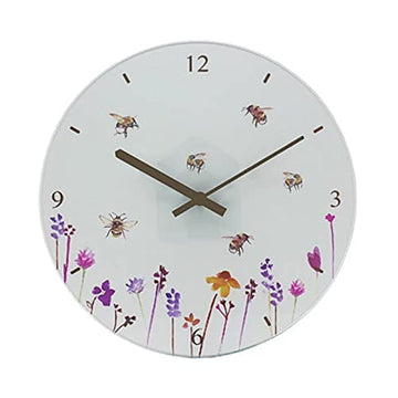 Bees & Flowers Nature Quartz Round Wall Clock