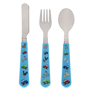 Blue Farm Animals Cutlery Set for Kids