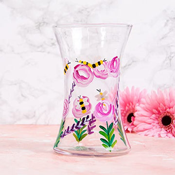 Lynsey Johnstone Hand Painted Bees Clear Glass Vase
