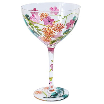 Cocktail Coupe Glass Butterfly Garden Balloon Copa by Jennifer Rose