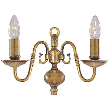 Flemish 2 Light Antique Brass Wall Light