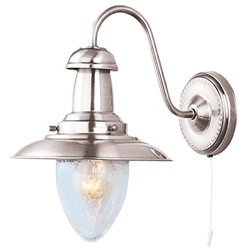 Fisherman II Satin Silver & Glass Wall Light