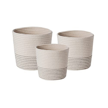 Set of 3 Cotton Rope Woven Storage Organizing Basket Bin