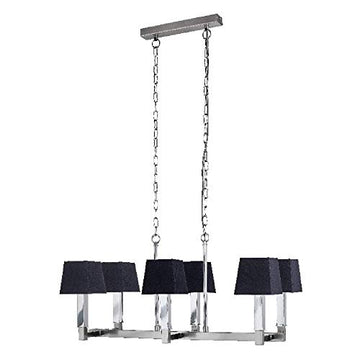 Buckingham 6 Light Pendant SS & Cc With Black Shade