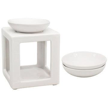 Ceramic Oil Burner Wax Melt Warmer White Square Tealight