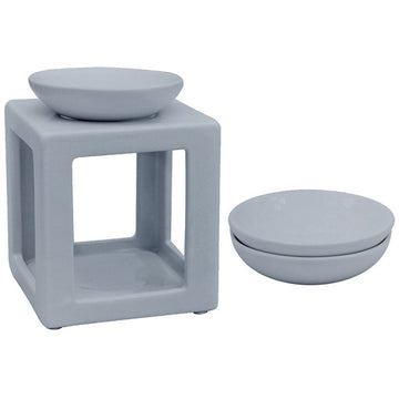 Ceramic Oil Burner Wax Melt Warmer Grey Square Tealight