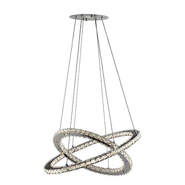 Clover 2 Light Chrome & Clear Glass LED Ring Pendant