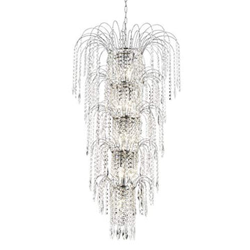 Waterfall 13 Light Chrome & Crystal 5 Tier Chandelier