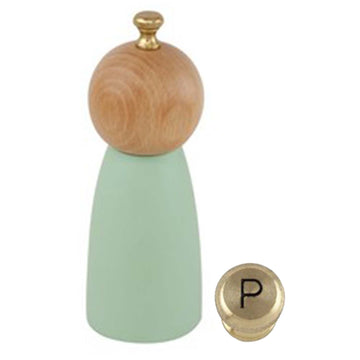 17cm Mint Green Wooden Pepper Mill with Golden Knob