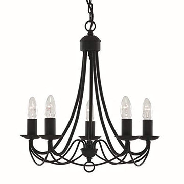 Maypole 5 Light Black Iron Chandelier