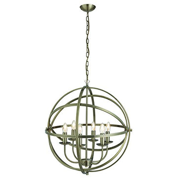 Orbit6 Light Antique Brass Spherical Ceiling Pendant Light