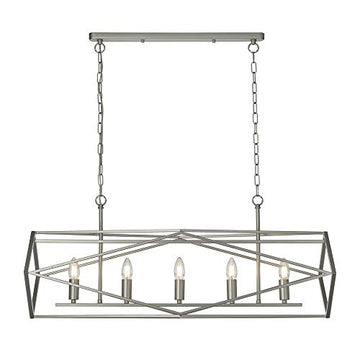 Chassis 5 Lights Satin Silver Open Cage Ceiling Pendant