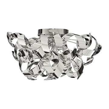 Curls 3 Lights Metal & Chrome Flush Ceiling Light