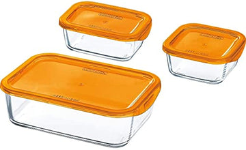 Luminarc Set of 3 Rectangular Glass Food Storage Dish
