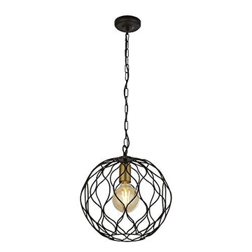 Finesse Black/Gold Round Pendant With Wave Detail